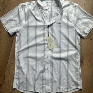 Abercrombie & Fitch White and Brown Casual Button Down Shirt